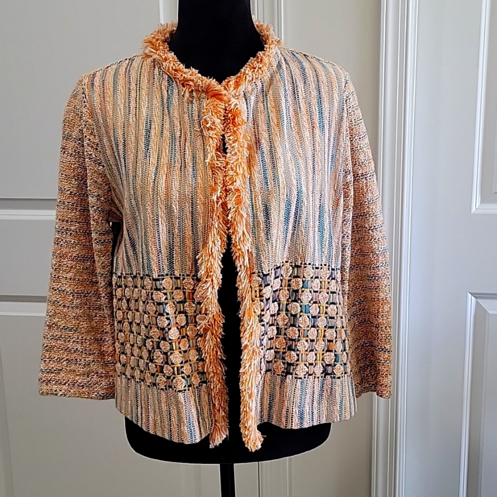 Like New Chicos crop Jacket w fringe